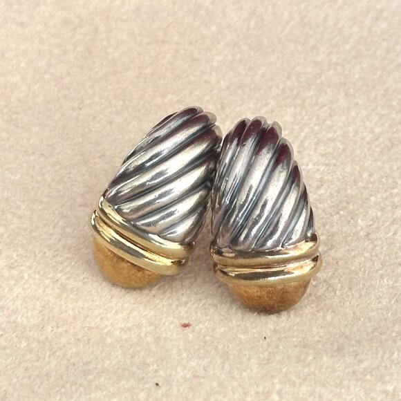 David Yurman Waverly Earrings – Sterling Silver & 14K Gold - Picture 2 of 6